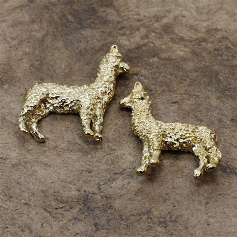 Gold Alpaca Earrings In 14kt Gold Vermeil Huacaya Alpaca Agrijewelry