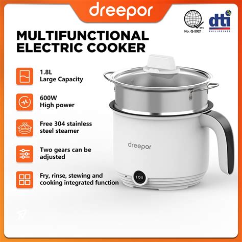 Dreepor Mini Rice Cooker With Steamer Small Non Stick Hot Pot