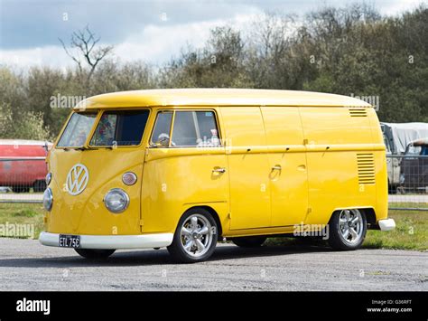 Yellow Vw Volkswagen Split Screen Double Door Panel Van At A Vw