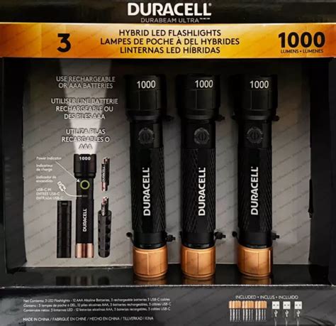 Duracell Durabeam Ultra 3 Pack Led Flashlight Torch 1000 Lumens With Batteries £33 99 Picclick Uk