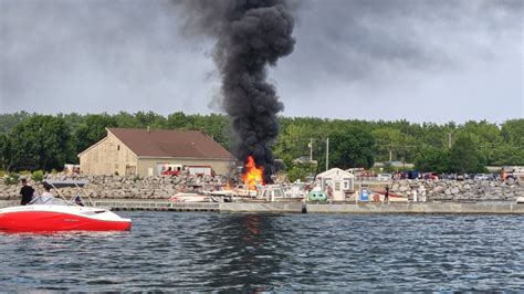 Boat Catches Fire Near Dock Area At Outer Harbor