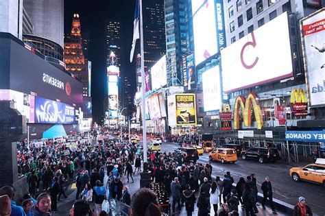 New York Times Square Ville Lumi Res Personnes Panneaux D