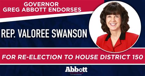 Governor Abbott Endorses Rep Valoree Swanson For Re Election To House