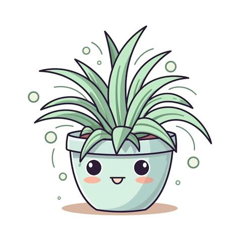 Premium Photo A Cartoon Potted Plant With A Face Drawn On It