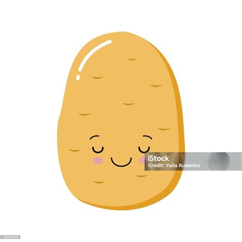 Cute Happy Smiling Funny Potato Vector Flat Cartoon Character Illustration Icon Design Stock