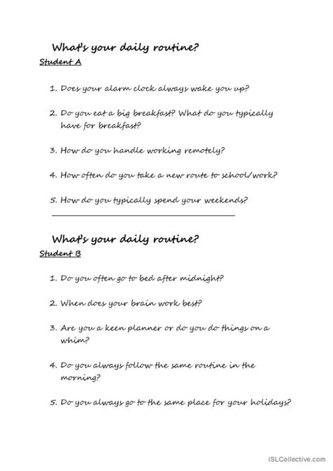 What S Your Daily Routine Speakin English Esl Worksheets Pdf Doc