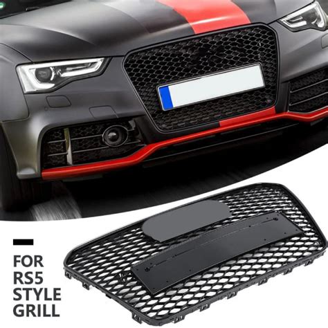 For Rs Style Front Sport Hex Mesh Honeycomb Hood Grill Gloss Black For