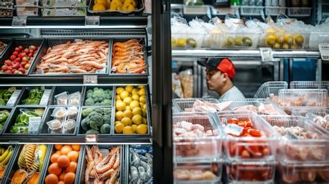 Un Hombre Est De Pie Frente A Un Refrigerador Lleno De Una Colorida