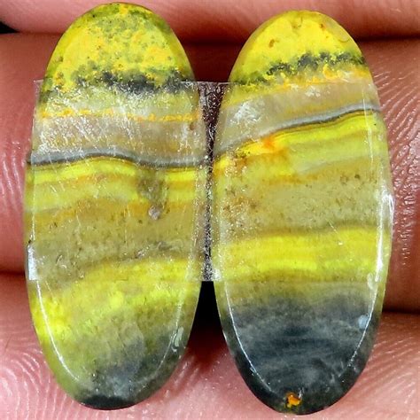 11X25X03 MM SIZE 24 95 Cts NATURAL BUMBLE BEE JASPER PAIR OVAL SHAPE