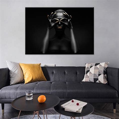 Black Gold Nude African Art Woman Oil Painting On Canvas Cuadros