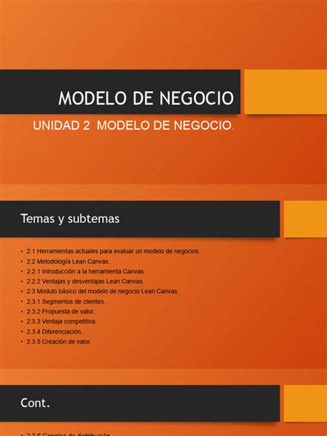 Unidad 2herramientas Actuales Para Evaluar Un Modelo De Negocio Pdf Modelo De Negocio