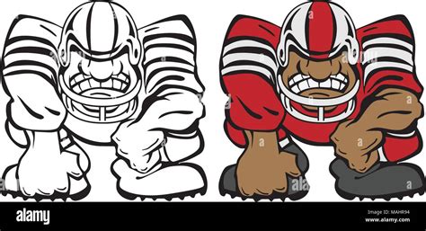 Football Lineman Stance Cartoon