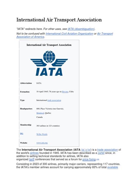 IATA: History and Headquarters Overview | PDF | Airlines | Civil Aviation