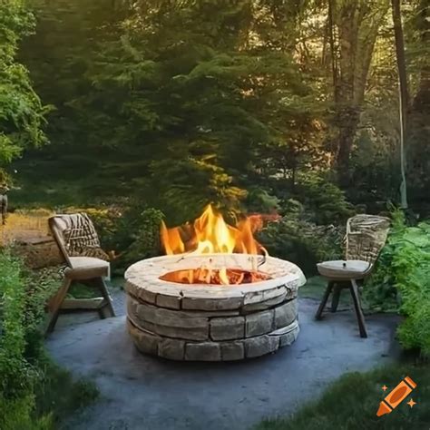 Cozy Evening Around A Fire Pit In A Beautiful Garden