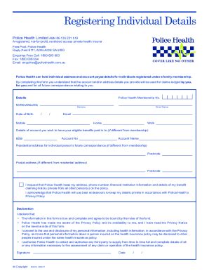 Fillable Online Registering Individual Details Formpolice Health Fax