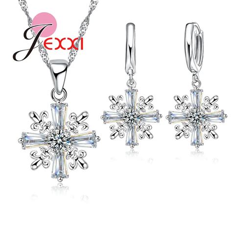 Echte Sterling Silber Schmuck Sets Cz Kristall Gl Nzende Anh Nger