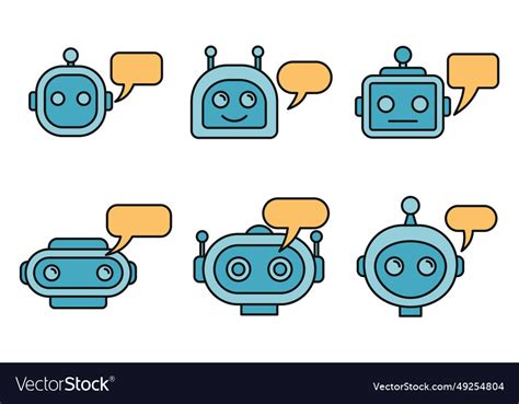 Chatbot ai icons set color Royalty Free Vector Image