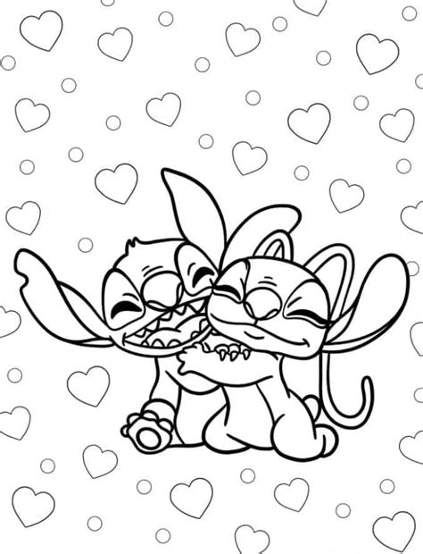 Lilo & Stitch Coloring Pages – Stitch Hugging Angel (Experiment 624) Coloring Page | coloring ...