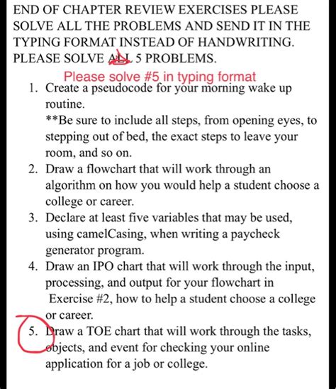 Solved End Of Chapter Review Exercises Please Solve All The Chegg