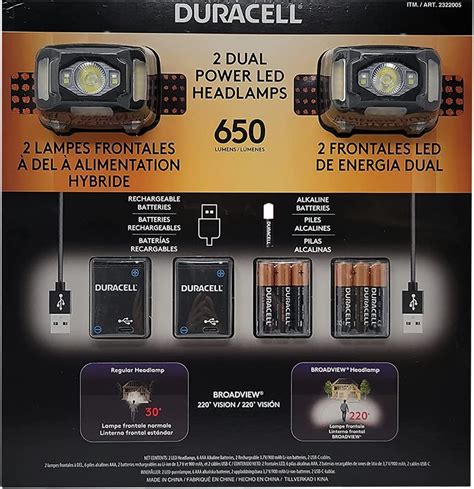 Duracell Dual Power Lampe Frontale Led Lumens Avec Piles