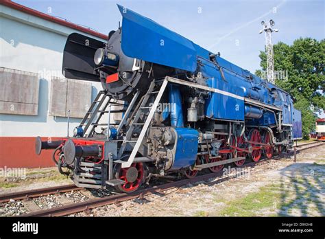 old blue steam locomotive Stock Photo - Alamy