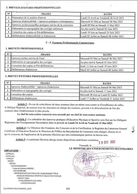 Calendrier Des Examens 2023 Au Cameroun