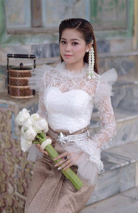 Woman Suit Myanmar Traditional Dress Traditional Clothes Cambodian