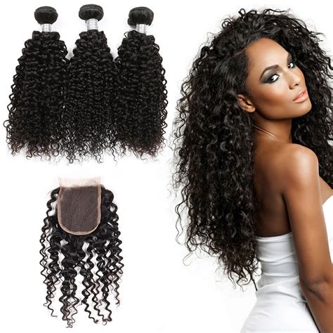 Dreamdiana Mongolian Kinky Curly Hair With Closure 3 Bundles And