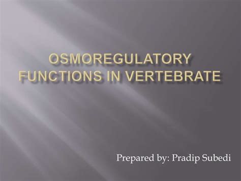 Osmoregulatory Functions Of Vertebrate Kidney Ppt