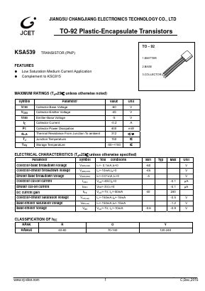 Ksa Datasheet Pdf Jiangsu Changjiang Electronics Technology Co Ltd