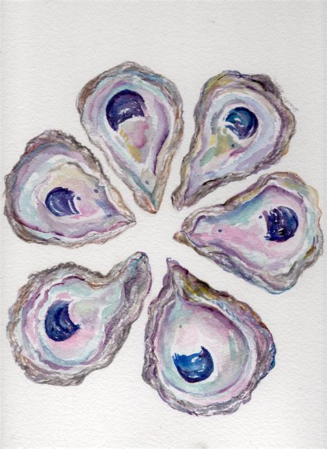 Oysters Oyster Shells Watercolor Painting Original X Etsy