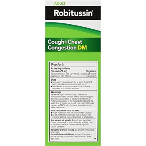 Robitussin Cough And Chest Congestion Dm Cough Suppressant And