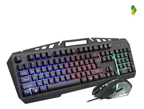 Kit Gamer Teclado Semi Mec Nico Mouse Rgb Led Iluminados Jogos Fio