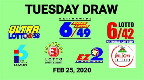 Lotto Result Feb 25 2020 EZ2 SWERTRES 6D 6 42 6 49 6 58 SLT