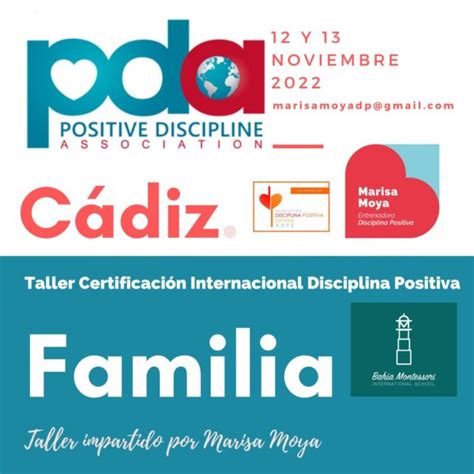 CÁDIZ TALLER CERTIFICACIÓN INTERNACIONAL DISCIPLINA POSITIVA FAMILIAS