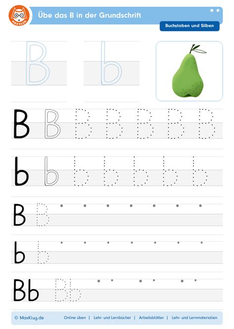 Arbeitsblatt Be Das B In Der Grundschrift Arbeitsbl Tter Schreiben