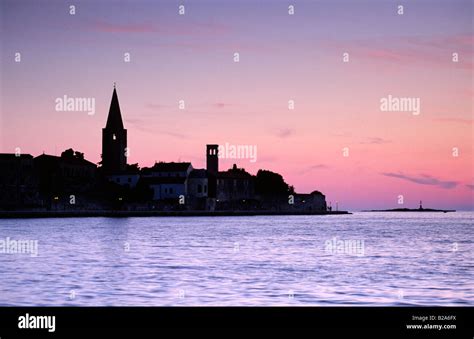 Porec Skyline And Sea At Sunset Croatia Europe Stock Photo Alamy