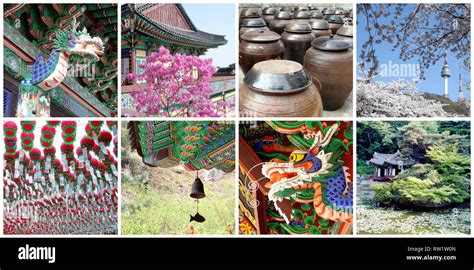 South Korea Travel Photos Collage Stock Photo Alamy