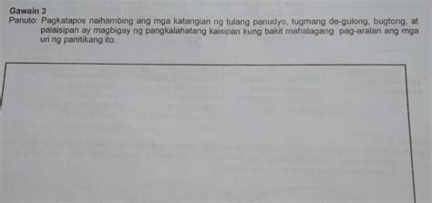 Panuto Pagkatapos Naihambing Ang Mga Katangian Ng Tulang Panudyo