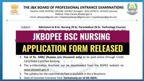 Jkbopee Bsc Nursing Application Form Released Jkbopee Bsc Nursing