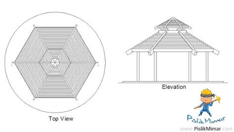 Wooden Hexagonal Gazebo Dwg In Autocad Blocks 20100 Kb