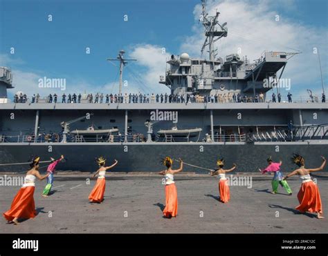 Us Navy Sailors And Marines Man The Rails Aboard The Amphibious Command