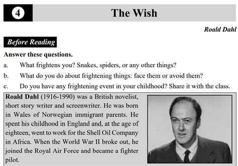 Class New Compulsory English Unit The Wish By Roald Dahl Summary