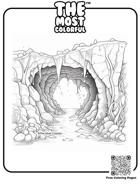 Underwater cave Coloring Page for Kids - The Most Colorful™