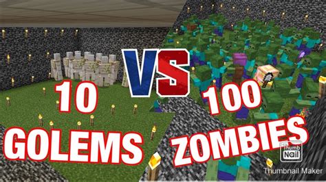 10 Golems Vs 100 Zombies Minecraft Experience Youtube