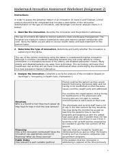 A Hackensack Innovation Assessment Worksheet Docx Hackensack