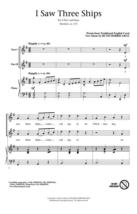 I Saw Three Ships Sheet Music Direct