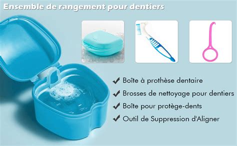 Kit de brosse à prothèses Nettoyant pour appareils dentaires Boîte