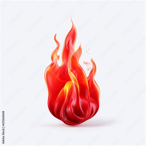 3d Fire Flame Icon With Burning Red Hot Sparks Isolated On White