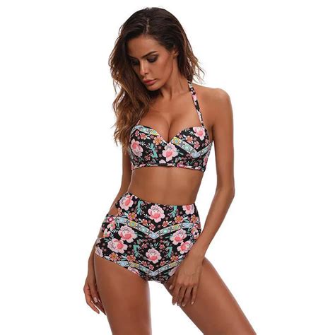 Flower Costume Bikinis Women Swimsuit Push Up Swimwear Female Brazilian